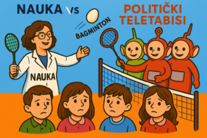 Ujedinjena “nauka” igra baGminton protiv “političkih teletabisa” preko đačkih glava